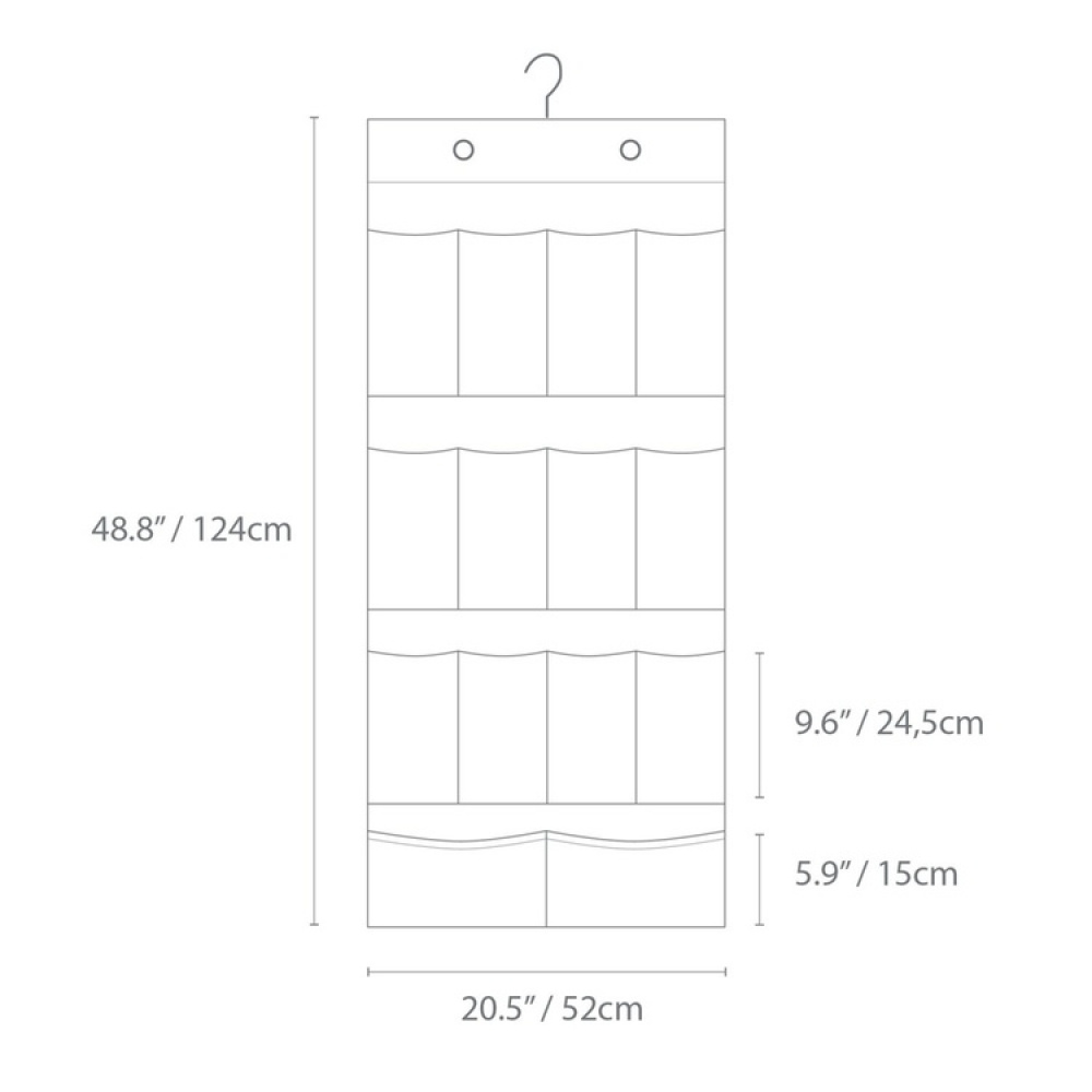 Hängande Skoförvaring, 14 fack, BIGSO POCKET ORGANIZER, 52 x H 124 cm i gruppen Förvaring / Garderobsförvaring / Skoförvaring hos SmartaSaker.se (41286)