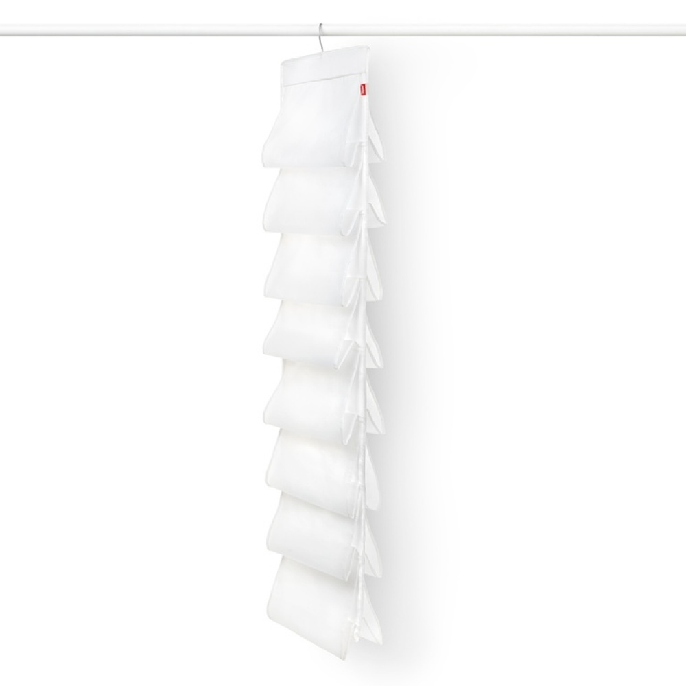 Hängande Skoförvaring, 16 fack, MILKY WHITE, 33 x H 131 cm, Transparent i gruppen Förvaring / Garderobsförvaring / Skoförvaring hos SmartaSaker.se (41287)