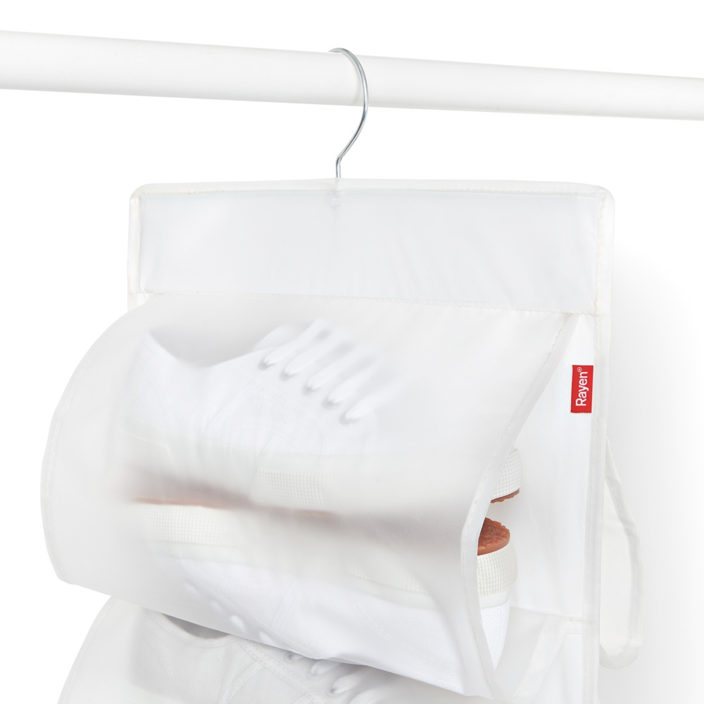 Hängande Skoförvaring, 16 fack, MILKY WHITE, 33 x H 131 cm, Transparent i gruppen Förvaring / Garderobsförvaring / Skoförvaring hos SmartaSaker.se (41287)