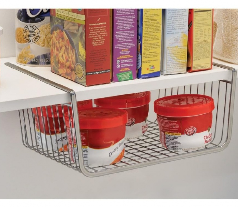 Hängkorg för hylla / Extrahylla, ID PANTRY BASKET, 33 x 26 x H 15cm, Silver i gruppen Förvaring / Köksförvaring / Organisera köksskåp / Under hyllan-förvaring hos SmartaSaker.se (41308)