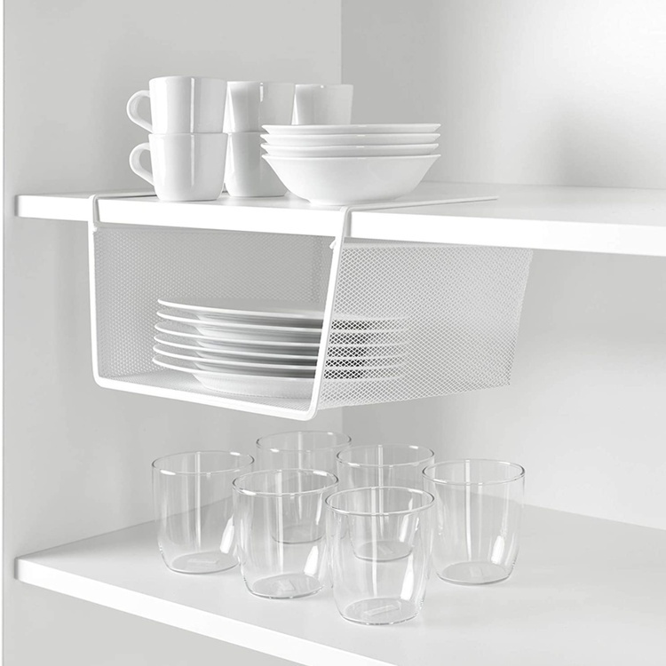 Hängkorg för hylla, extrahylla, CESTA COLGANTE MESH, 30 x 25 x H 15 cm, Vit i gruppen Förvaring / Köksförvaring / Organisera köksskåp / Under hyllan-förvaring hos SmartaSaker.se (41311)