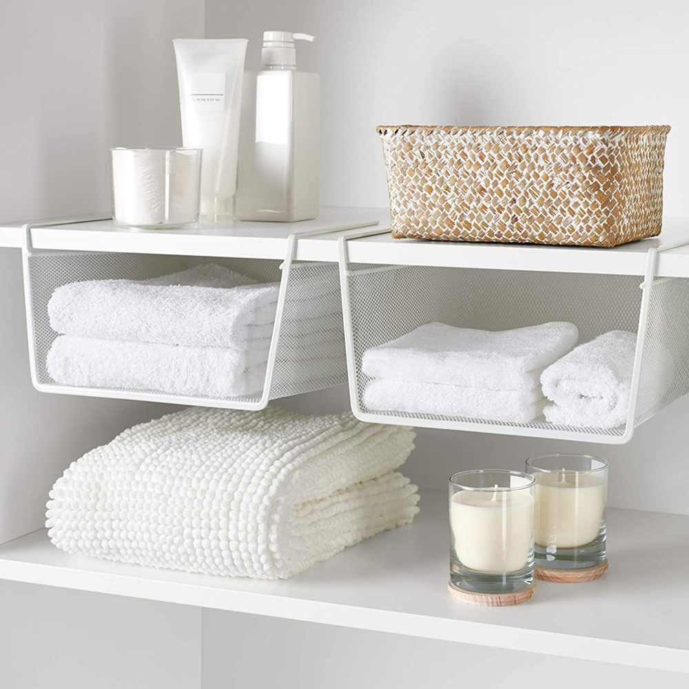 Hängkorg för hylla, extrahylla, CESTA COLGANTE MESH, 30 x 25 x H 15 cm, Vit i gruppen Förvaring / Köksförvaring / Organisera köksskåp / Under hyllan-förvaring hos SmartaSaker.se (41311)