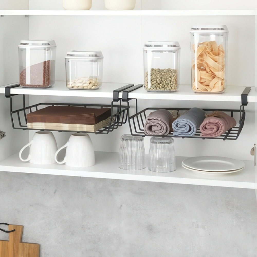 Hängkorg för hylla, PREMIUM UNDER SHELF BASKET, 34 x 25 x H 13 cm, Svart i gruppen Förvaring / Köksförvaring / Organisera köksskåp / Under hyllan-förvaring hos SmartaSaker.se (41313)