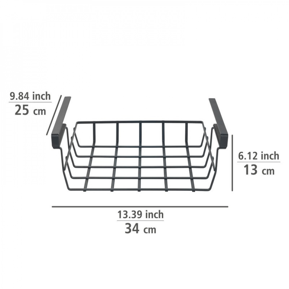 Hängkorg för hylla, PREMIUM UNDER SHELF BASKET, 34 x 25 x H 13 cm, Svart i gruppen Förvaring / Köksförvaring / Organisera köksskåp / Under hyllan-förvaring hos SmartaSaker.se (41313)