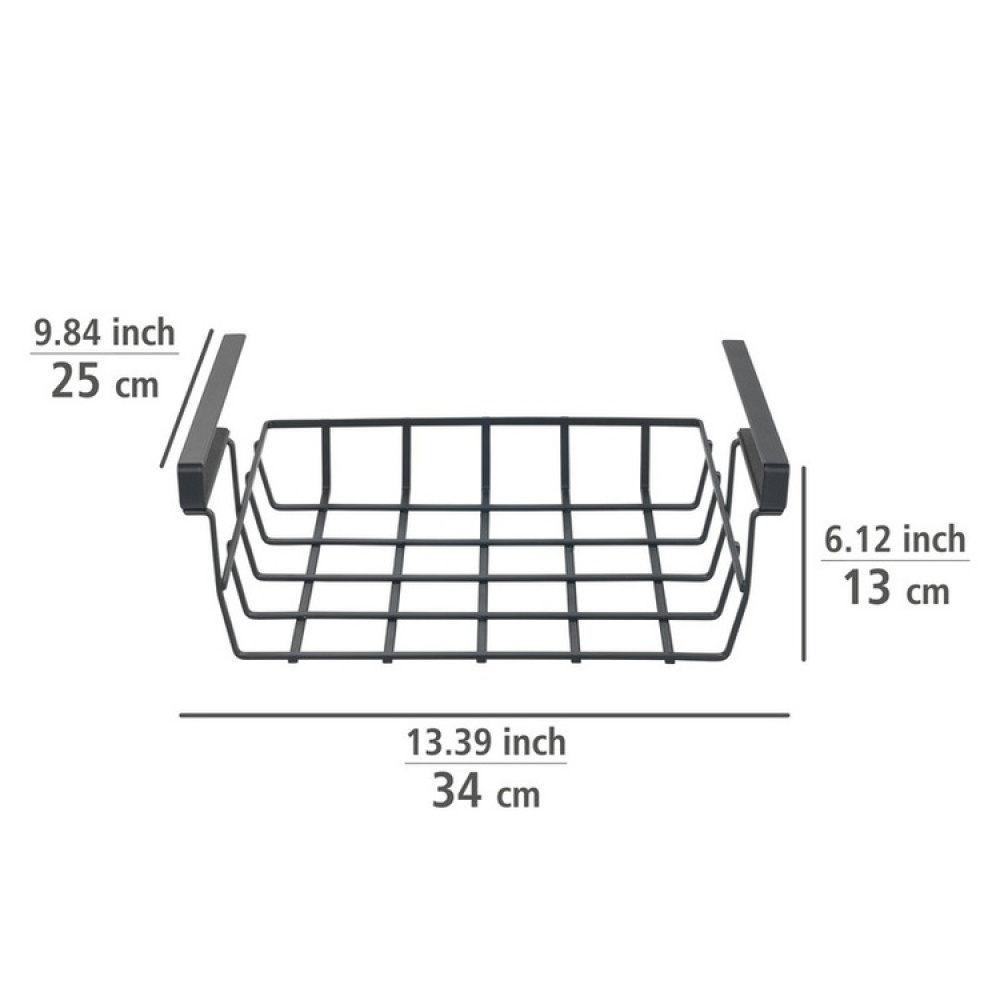 Hängkorg för hylla, PREMIUM UNDER SHELF BASKET, 34 x 25 x H 13 cm, Svart i gruppen Förvaring / Köksförvaring / Organisera köksskåp / Under hyllan-förvaring hos SmartaSaker.se (41313)