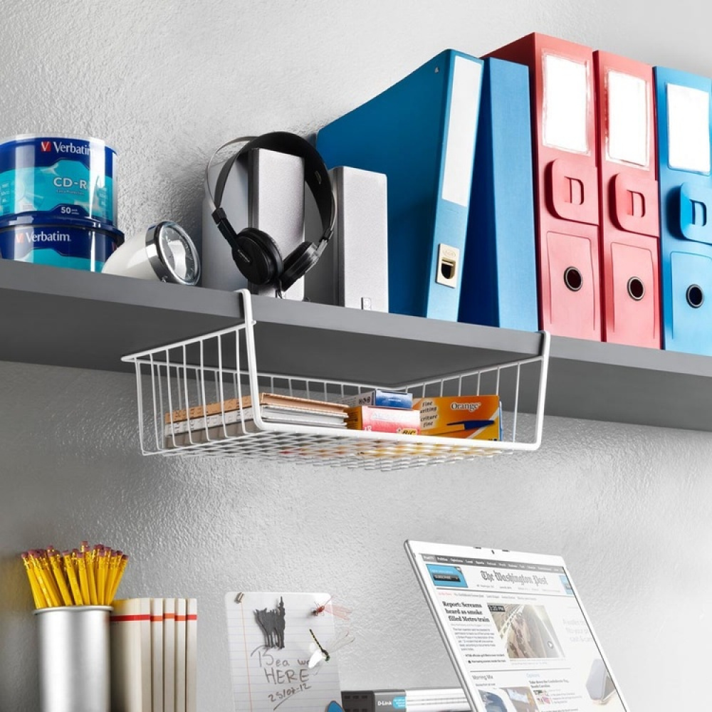Hängkorg i metall, BABATEX LARGE, 40 x 26 x H 14 cm, Vit i gruppen Förvaring / Köksförvaring / Organisera köksskåp / Under hyllan-förvaring hos SmartaSaker.se (41314)