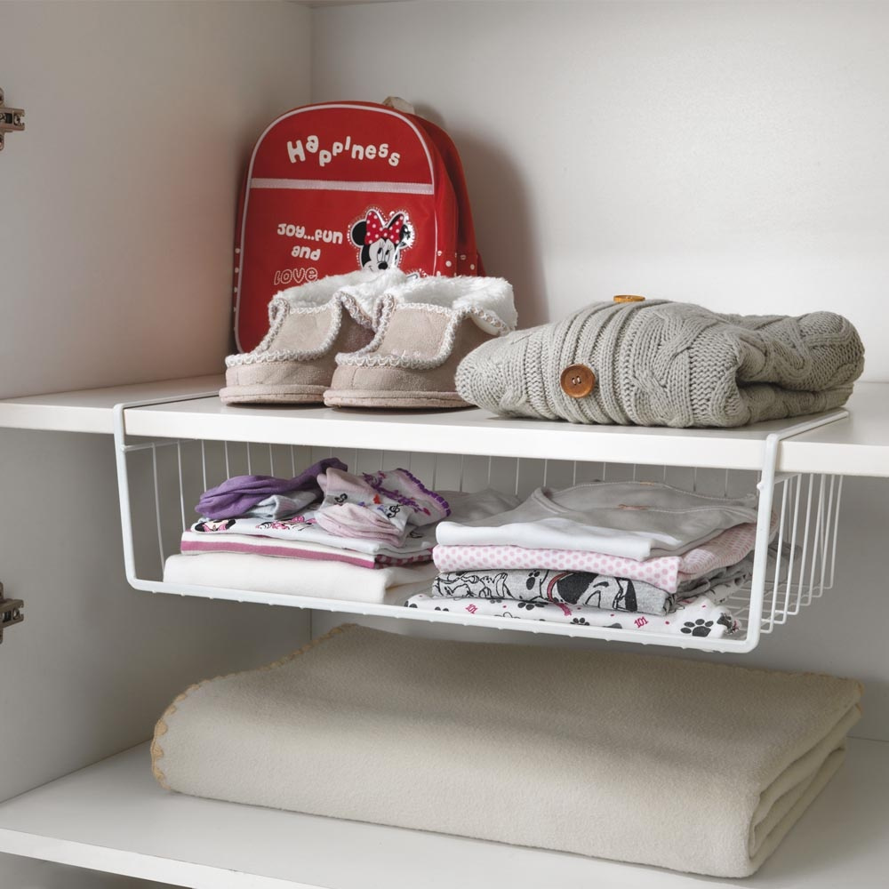 Hängkorg i metall, BABATEX XL, 50 x 26 x H 14 cm, Vit i gruppen Förvaring / Köksförvaring / Organisera köksskåp / Under hyllan-förvaring hos SmartaSaker.se (41315)