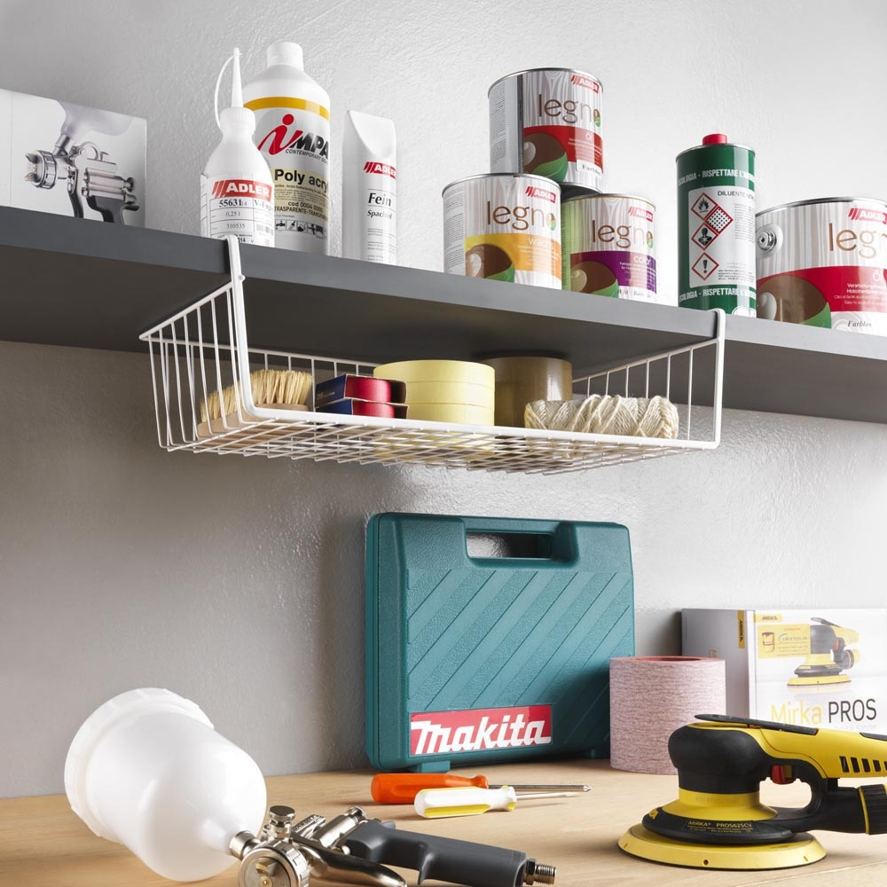 Hängkorg i metall, BABATEX XL, 50 x 26 x H 14 cm, Vit i gruppen Förvaring / Köksförvaring / Organisera köksskåp / Under hyllan-förvaring hos SmartaSaker.se (41315)