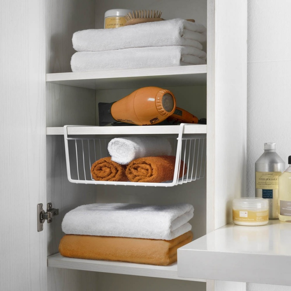 Hängkorg i metall, BABATEX, 30 x 26 x H 14 cm, Vit i gruppen Förvaring / Köksförvaring / Organisera köksskåp / Under hyllan-förvaring hos SmartaSaker.se (41316)
