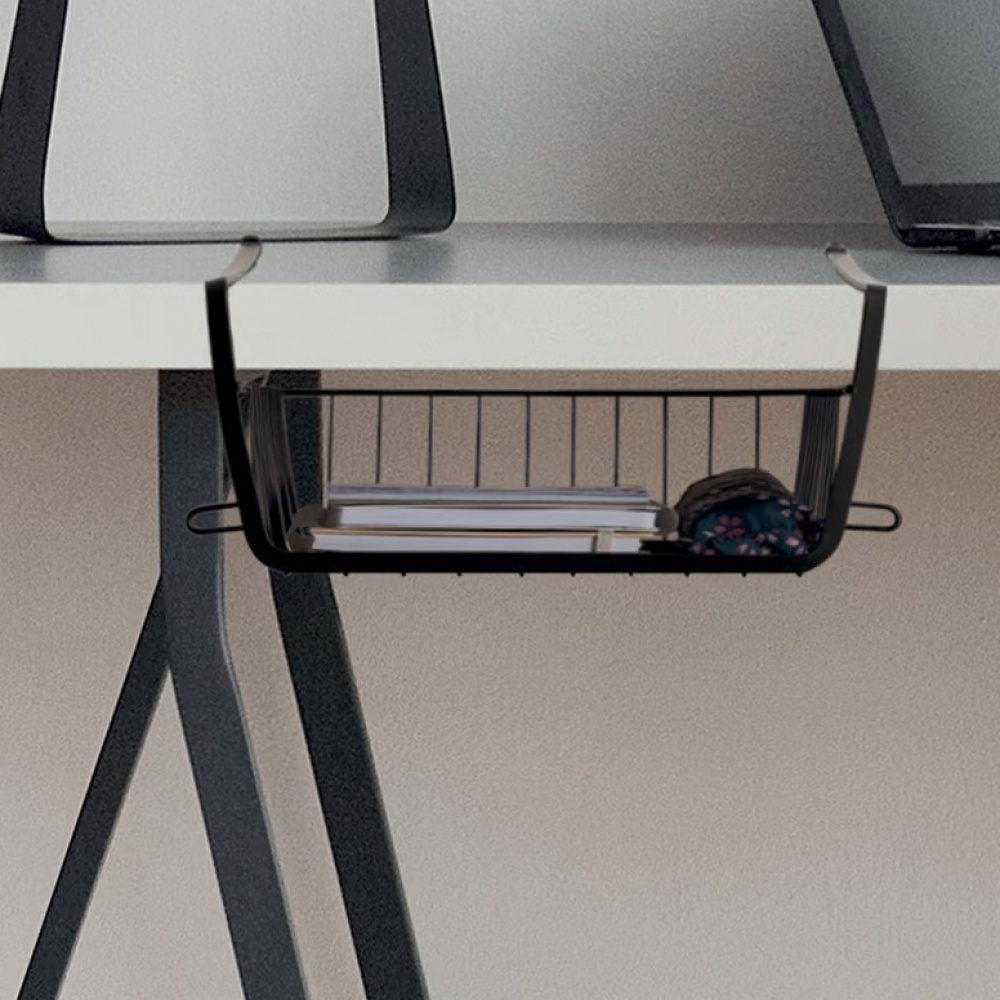 Hängkorg, Stapelbar, ÉTAGÈRE À SUSPENDRE, 31,5 x 31 x H 12 cm, Svart i gruppen Förvaring / Köksförvaring / Organisera köksskåp / Under hyllan-förvaring hos SmartaSaker.se (41322)