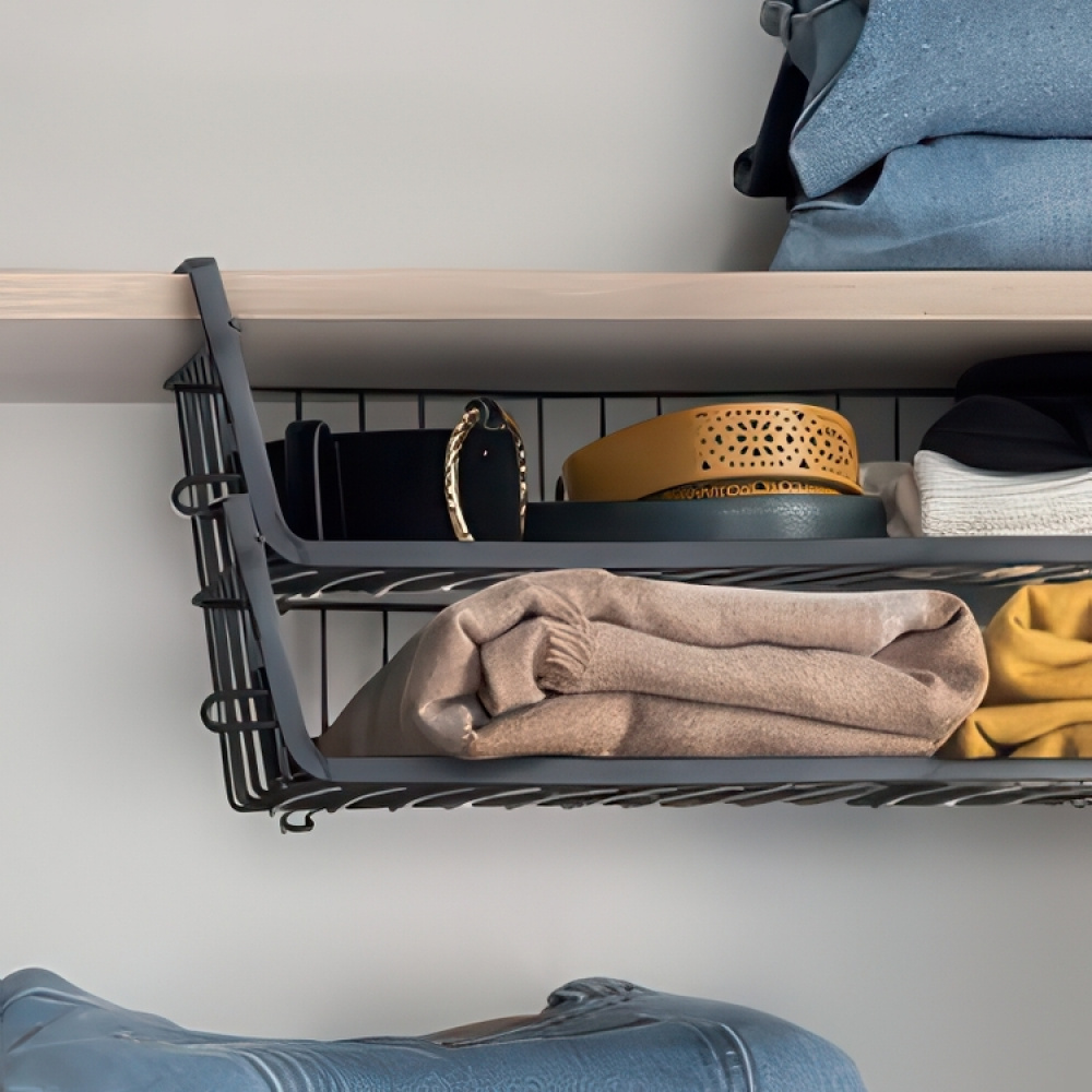 Hängkorg, Stapelbar, ÉTAGÈRE À SUSPENDRE, 31,5 x 31 x H 12 cm, Svart i gruppen Förvaring / Köksförvaring / Organisera köksskåp / Under hyllan-förvaring hos SmartaSaker.se (41322)