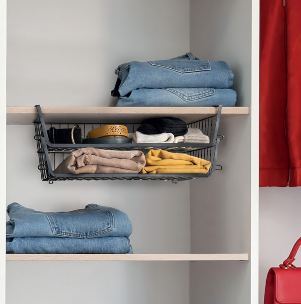 Hängkorg, Stapelbar, Large, ÉTAGÈRE À SUSPENDRE, 51,5 x 30 x H 11,5 cm, Svart i gruppen Förvaring / Köksförvaring / Organisera köksskåp / Under hyllan-förvaring hos SmartaSaker.se (41323)