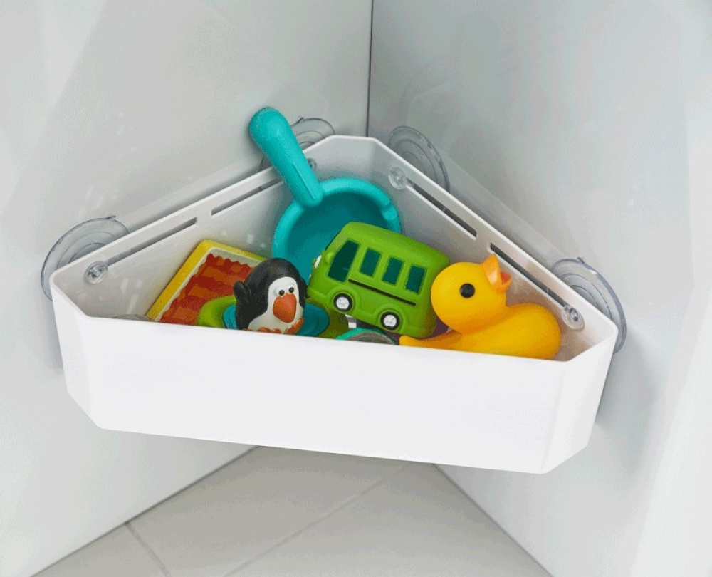 Hörnduschkorg med sugproppar, TOWER CORNER RACK, 22 x 27,5 x H 10 cm, Yamazaki, Vit i gruppen Förvaring / Badrumsförvaring / Bad- och duschkorgar hos SmartaSaker.se (41327)