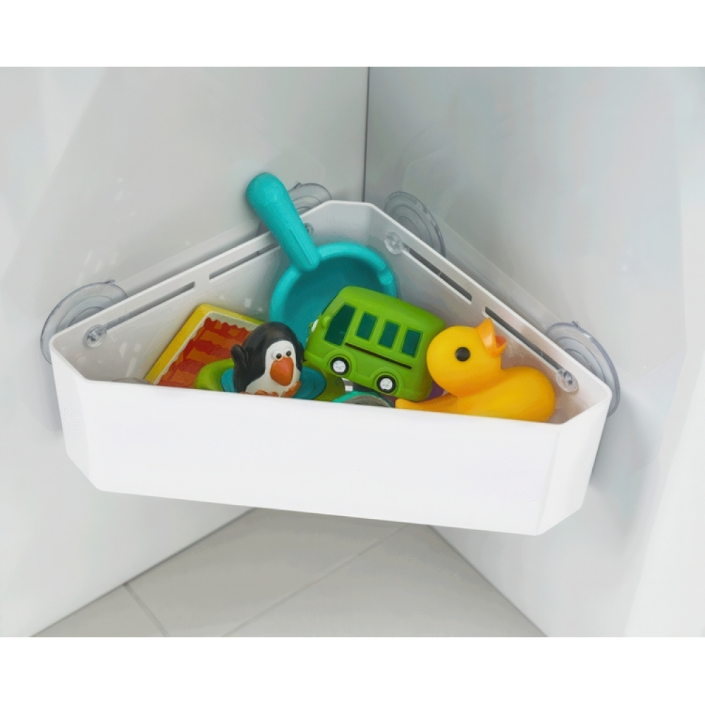 Hörnduschkorg med sugproppar, TOWER CORNER RACK, 22 x 27,5 x H 10 cm, Yamazaki, Vit i gruppen Förvaring / Badrumsförvaring / Bad- och duschkorgar hos SmartaSaker.se (41327)
