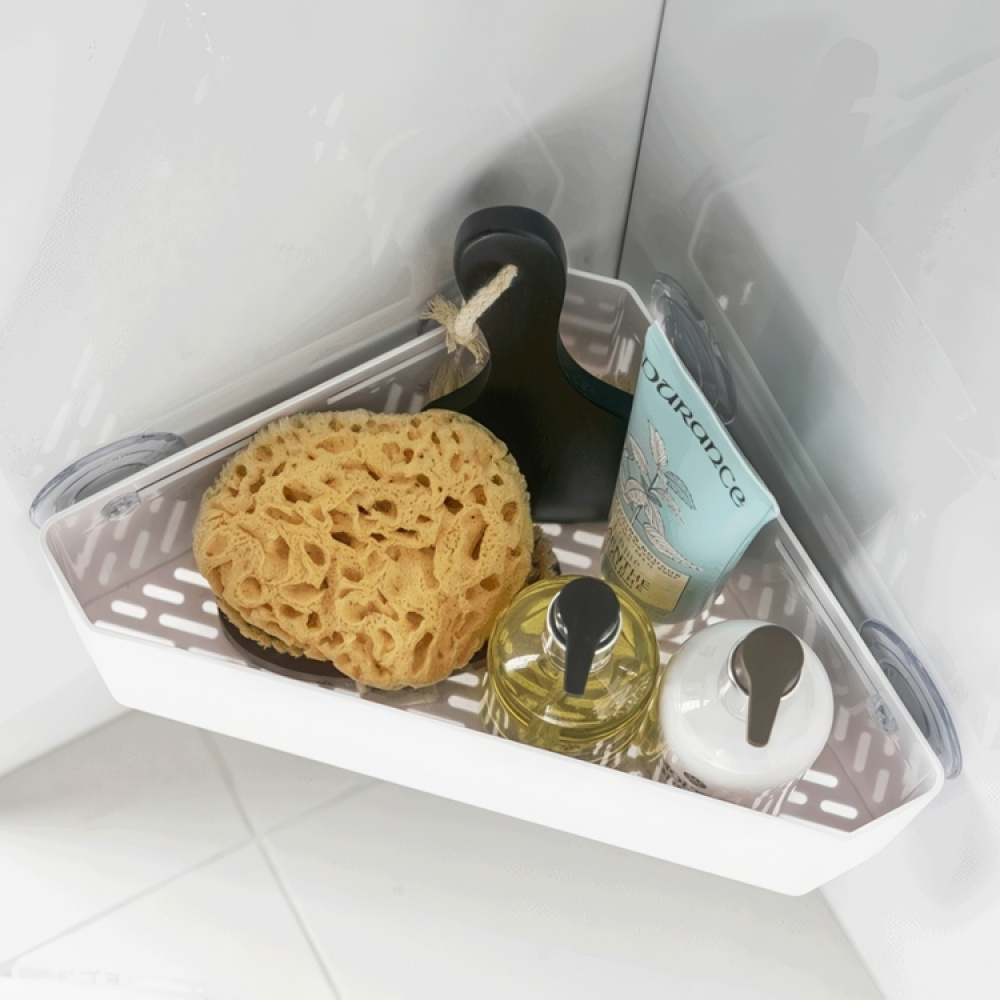 Hörnduschkorg med sugproppar, TOWER CORNER RACK, 22 x 27,5 x H 10 cm, Yamazaki, Vit i gruppen Förvaring / Badrumsförvaring / Bad- och duschkorgar hos SmartaSaker.se (41327)