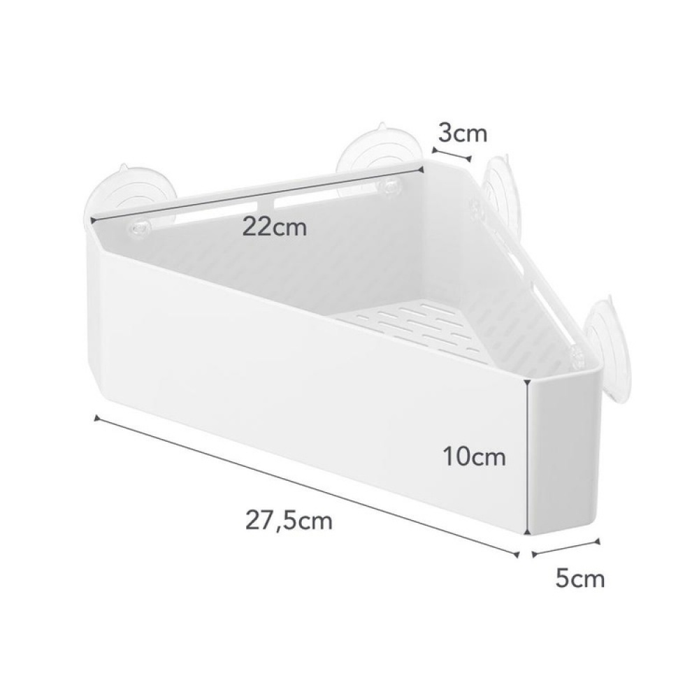 Hörnduschkorg med sugproppar, TOWER CORNER RACK, 22 x 27,5 x H 10 cm, Yamazaki, Vit i gruppen Förvaring / Badrumsförvaring / Bad- och duschkorgar hos SmartaSaker.se (41327)