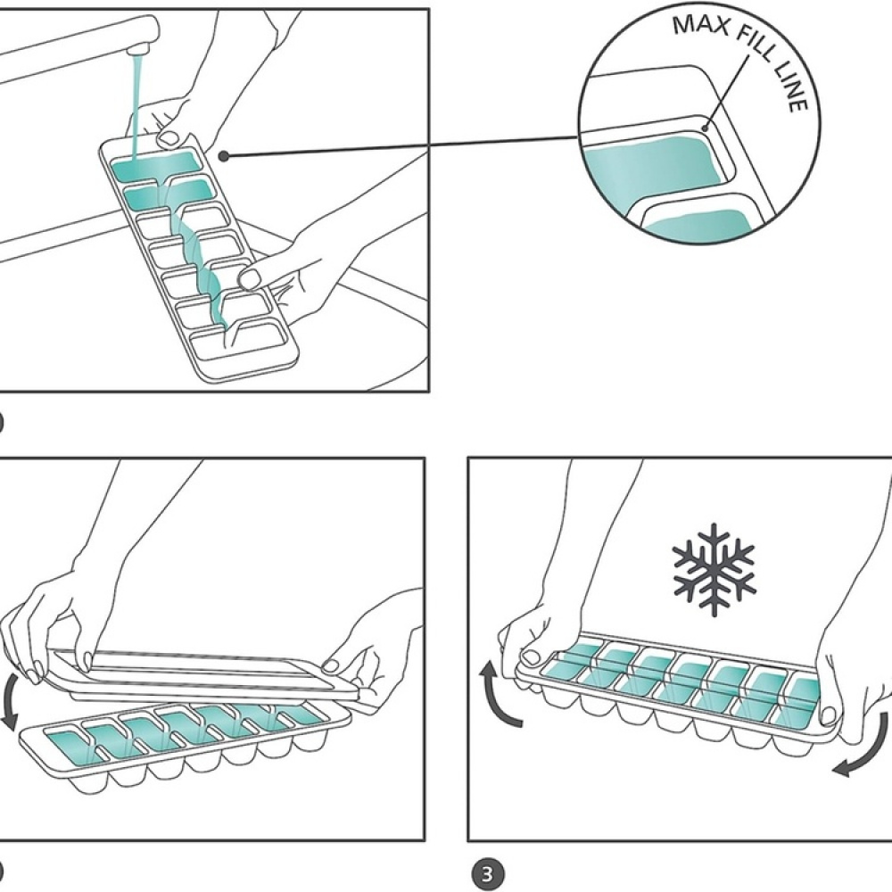 Isbricka, Lätt att fylla, 14 kuber, FLOW EASY-FILL, Joseph Joseph, Turkos i gruppen Förvaring / Köksförvaring hos SmartaSaker.se (41331)
