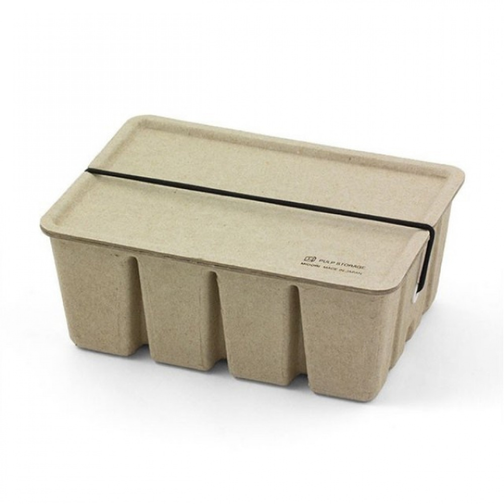 Japansk Ask av återvunnen papp, MIDORI PULP CASE, 12 x 16,7 x H 7 cm, Beige i gruppen Förvaring / Förvaringslådor / Småförvaring hos SmartaSaker.se (41332)