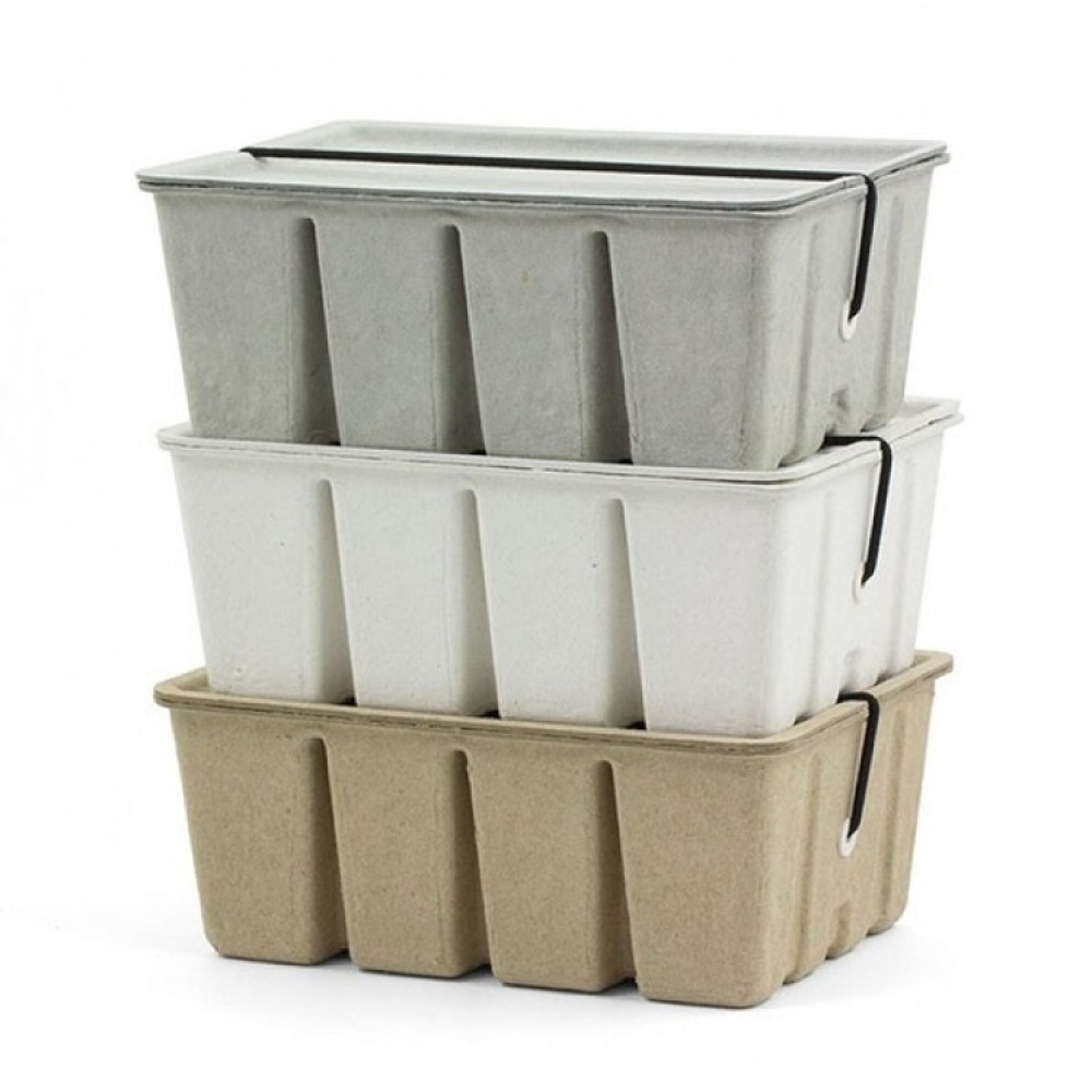 Japansk Ask av återvunnen papp, MIDORI PULP CASE, 12 x 16,7 x H 7 cm, Beige i gruppen Förvaring / Förvaringslådor / Småförvaring / Askar hos SmartaSaker.se (41332)