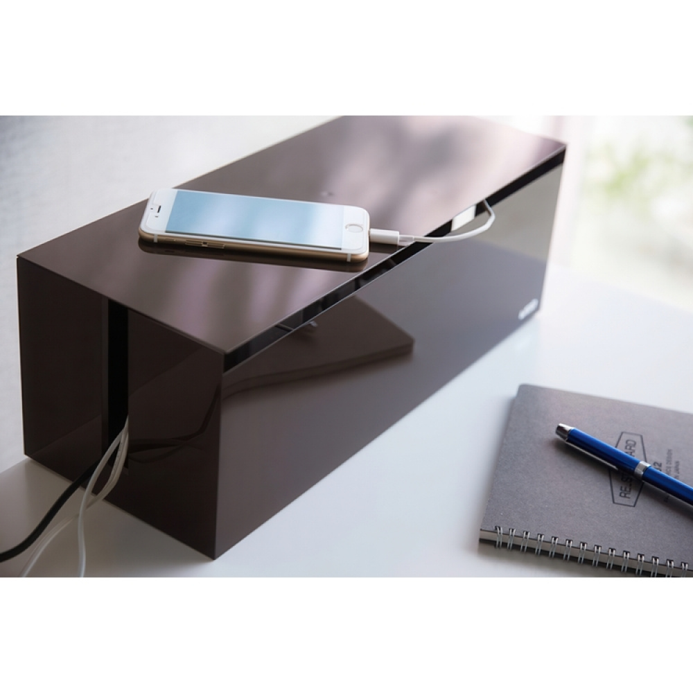 Kabelsamlare, WEB CABLE BOX, 40 x 15,5 x H 14,5 cm, Yamazaki, Mörkbrun i gruppen Förvaring / Förvaringslådor hos SmartaSaker.se (41342)