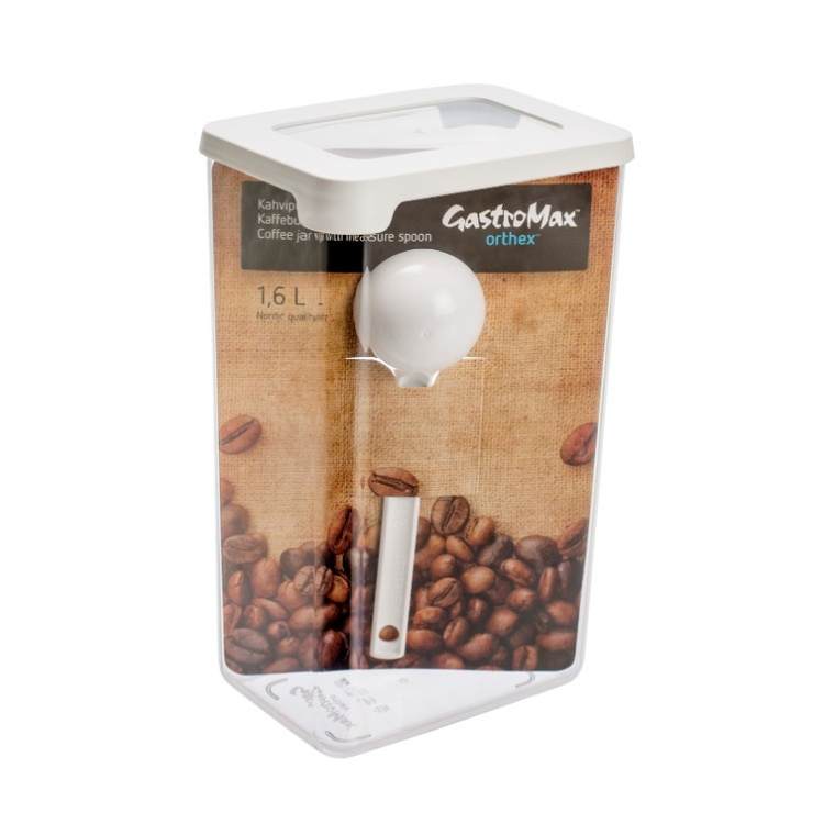 Kaffeburk med Skopa, Lufttät, 1,6 Liter, VISION, Klar / Vit i gruppen Förvaring / Köksförvaring / Förvaringsburkar / SmartStore förvaringsburkar hos SmartaSaker.se (41345)