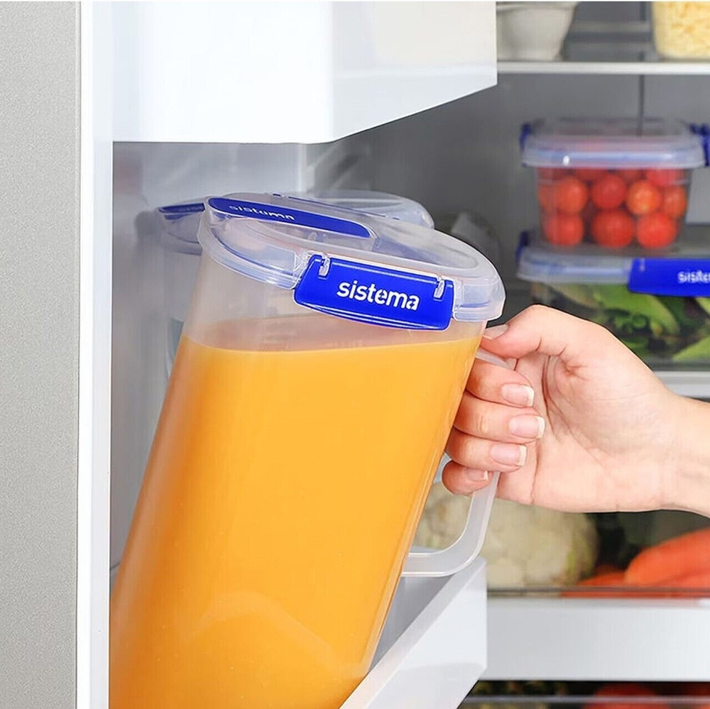 Kanna med lock, 2 Liter, KLIP IT PLUS JUICE, Transparent / Kornblå i gruppen Förvaring / Köksförvaring / Förvaringslådor och burkar / Sistema hos SmartaSaker.se (41347)