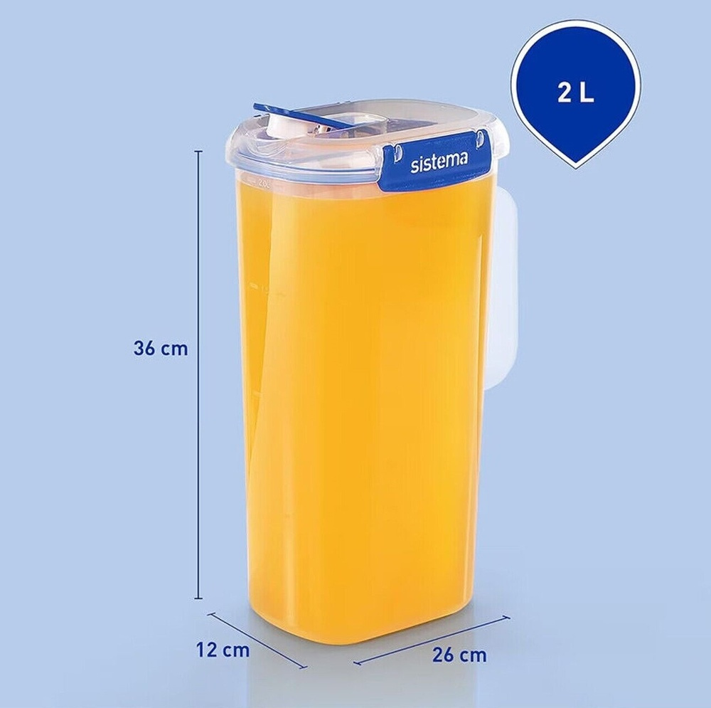 Kanna med lock, 2 Liter, KLIP IT PLUS JUICE, Transparent / Kornblå i gruppen Förvaring / Köksförvaring / Förvaringslådor och burkar / Sistema hos SmartaSaker.se (41347)