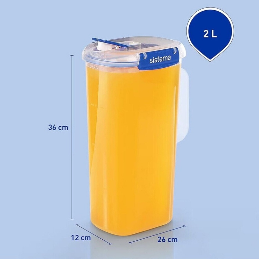Kanna med lock, 2 Liter, KLIP IT PLUS JUICE, Transparent / Kornblå i gruppen Förvaring / Köksförvaring / Förvaringsburkar / Sistema förvaringsburkar hos SmartaSaker.se (41347)