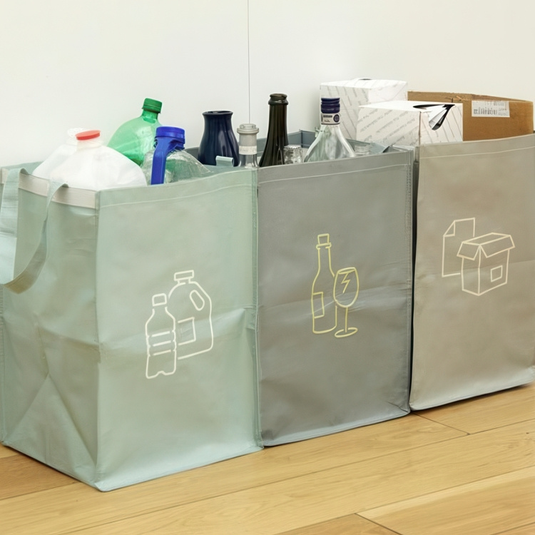 Kassar för källsortering, 3 st, RECYCLING STATION, 3st, 32 x 30 x H 46 cm, Mix i gruppen Förvaring / Städförvaring och sopsortering / Sopsortering hos SmartaSaker.se (41354)