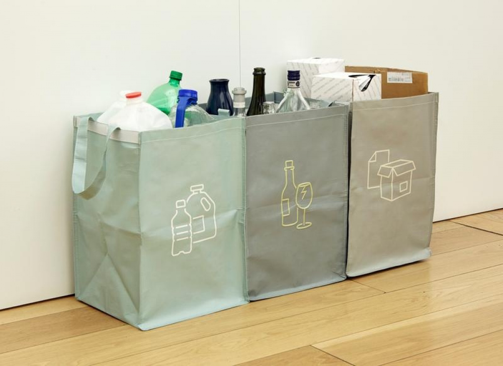 Kassar för källsortering, 3 st, RECYCLING STATION, 3st, 32 x 30 x H 46 cm, Mix i gruppen Förvaring / Städförvaring och sopsortering / Sopsortering hos SmartaSaker.se (41354)
