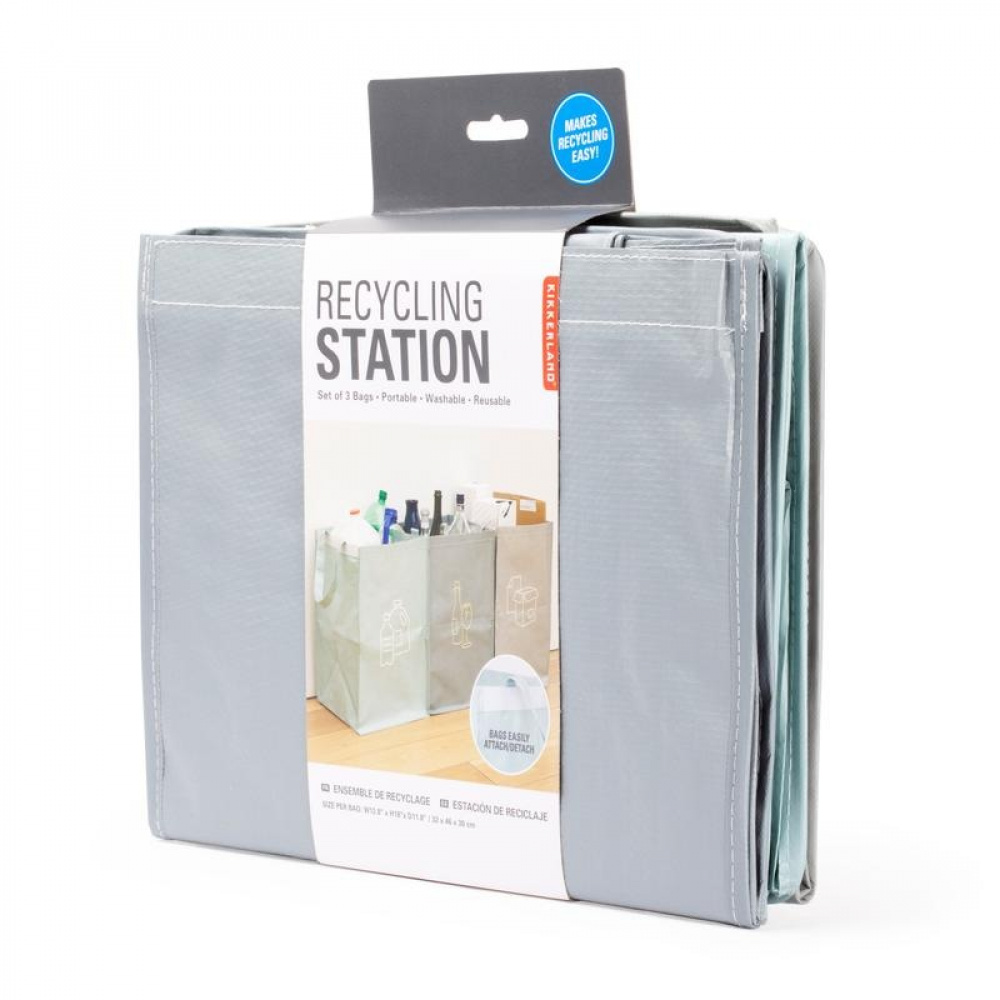 Kassar för källsortering, 3 st, RECYCLING STATION, 3st, 32 x 30 x H 46 cm, Mix i gruppen Förvaring / Städförvaring och sopsortering / Sopsortering hos SmartaSaker.se (41354)