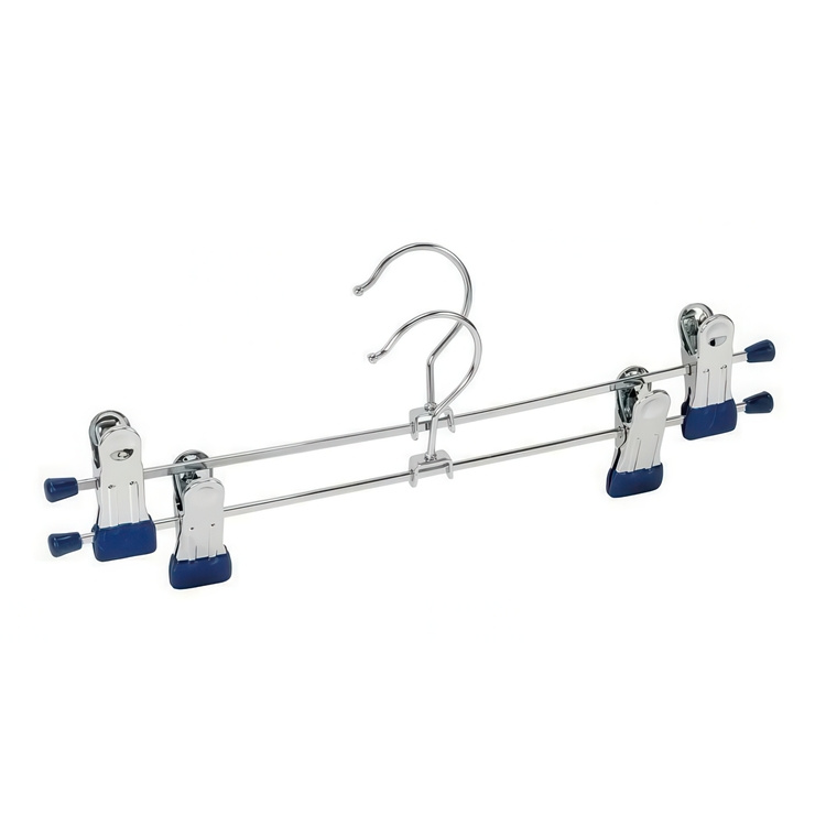 Klassiska galgar för kjol eller byxor, 2 st, BLUE MEDIUM CLAMP HANGERS, 30 cm, Silver / Blå i gruppen Förvaring / Garderobsförvaring / Galgar och hängare hos SmartaSaker.se (41361)