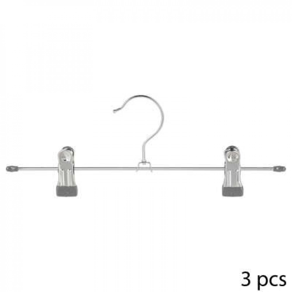 Klassiska Galgar för kjolar, 3 st, Metall, CINTRES CLIP HANGERS, 30 cm, Silver / ljusgrå i gruppen Förvaring / Garderobsförvaring / Galgar och hängare hos SmartaSaker.se (41362)