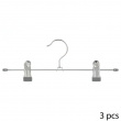 Klassiska Galgar för kjolar, 3 st, Metall, CINTRES CLIP HANGERS, 30 cm, Silver / ljusgrå Klassiska Galgar för kjolar, 3 st, Metall, CINTRES CLIP HANGERS, 30 cm, Silver / ljusgrå