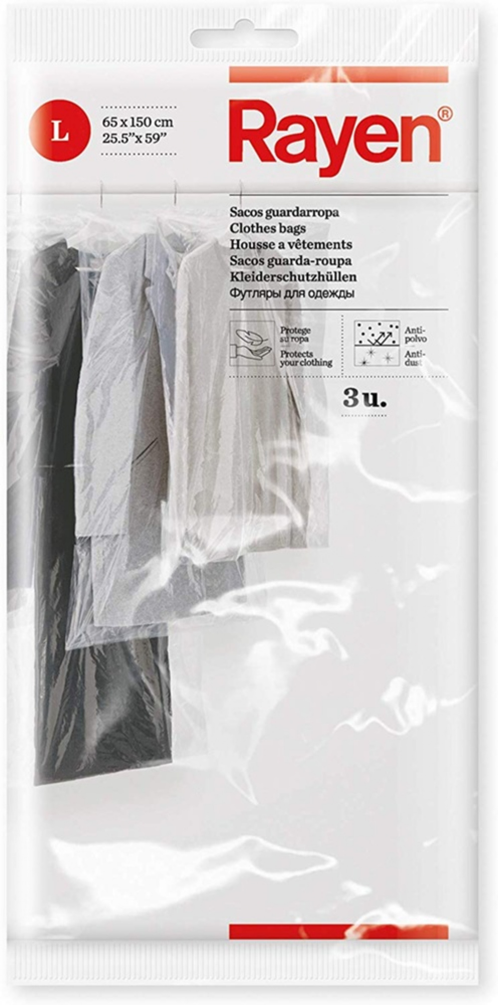 Klädöverdrag / Genomskinliga påsar, Extra Långa, 3 st, SACOS GUARDARROPA, 65 x H 150 cm, Klar i gruppen Förvaring / Garderobsförvaring / Klädgarderober hos SmartaSaker.se (41394)