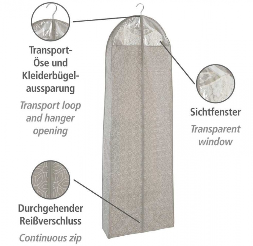 Klädöverdrag för festklänningar, Extra Långt, BALANCE PARTY DRESS, 60 x 20 x H 180 cm, Beige i gruppen Förvaring / Garderobsförvaring / Klädgarderober hos SmartaSaker.se (41398)