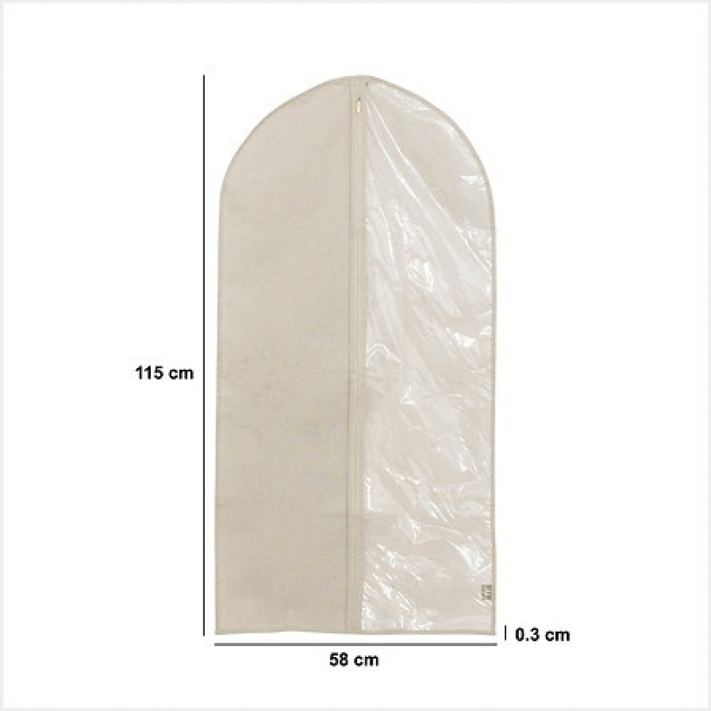 Klädöverdrag med stort fönster, DRESSY CLOTHES COVER, 58 x H 115 cm, Beige /Transparent i gruppen Förvaring / Garderobsförvaring / Klädgarderober hos SmartaSaker.se (41400)