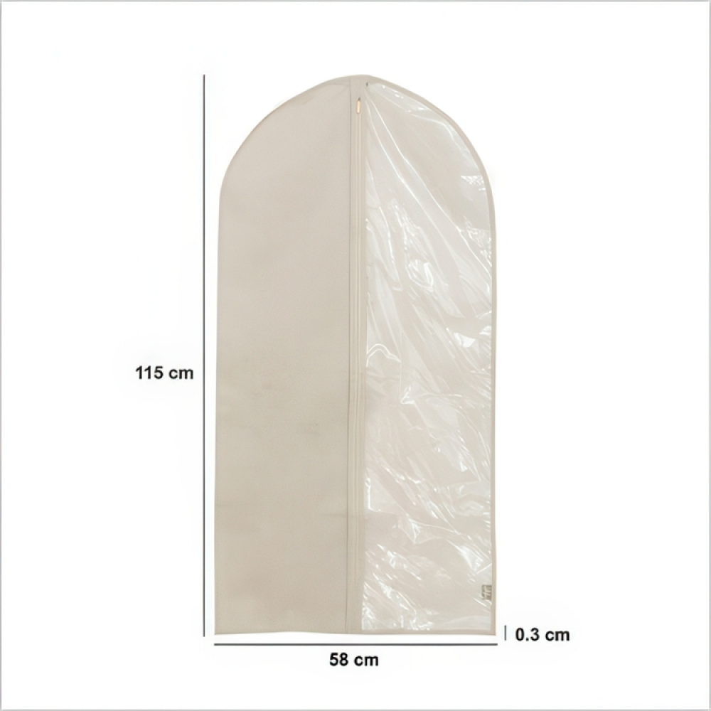 Klädöverdrag med stort fönster, DRESSY CLOTHES COVER, 58 x H 115 cm, Beige /Transparent i gruppen Förvaring / Garderobsförvaring / Klädgarderober hos SmartaSaker.se (41400)