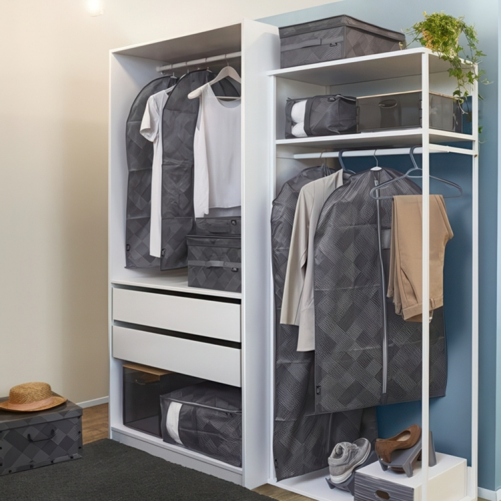 Klädöverdrag, Kort, PIXEL, 60 x H100 cm, Mörkgrå i gruppen Förvaring / Garderobsförvaring / Klädgarderober hos SmartaSaker.se (41422)