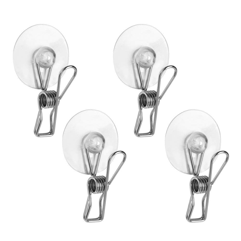 Klämmor med sugpropp, 4 st, MULTI PURPOSE SUCTION CLIPS, Silver / Klar i gruppen Förvaring / Badrumsförvaring hos SmartaSaker.se (41458)