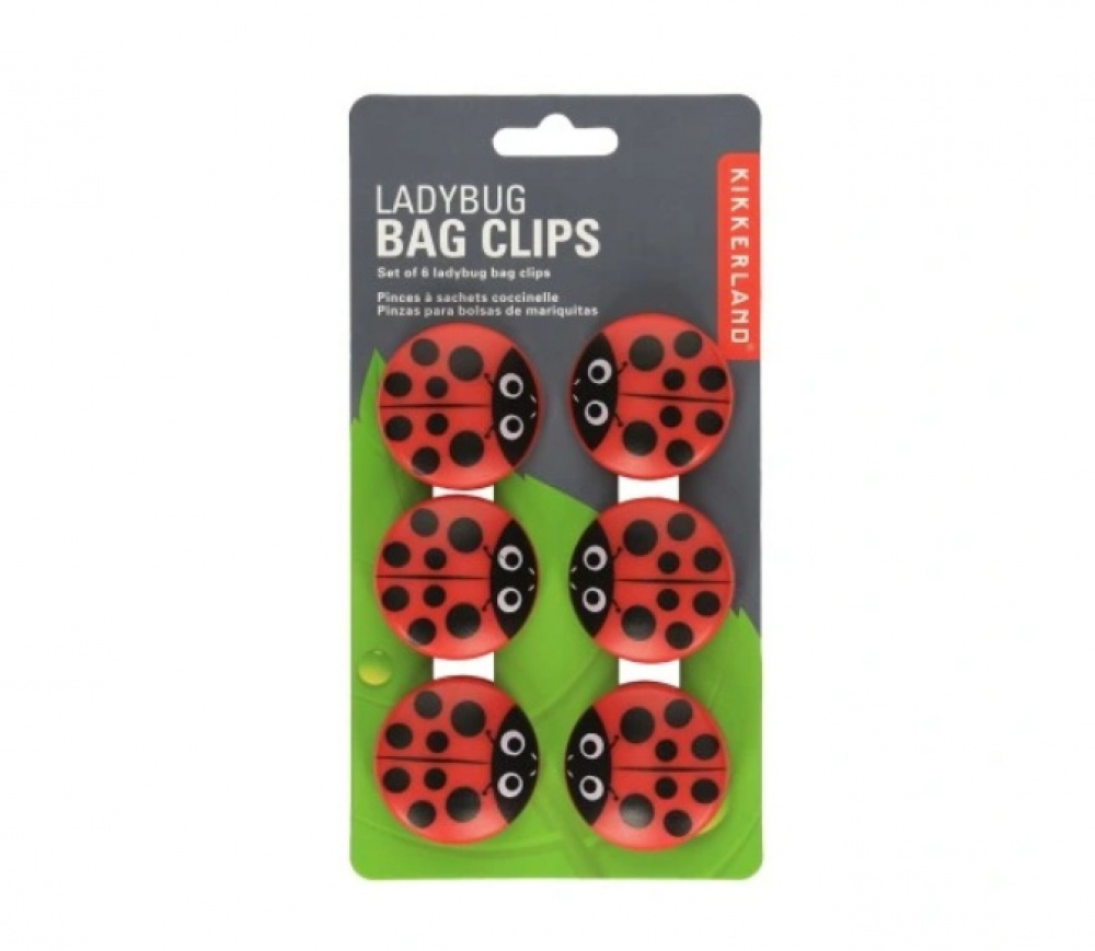 Klämmor, Nyckelpigor, 6 st, LADYBUG BAG CLIPS, Kikkerland, Röd / Svart i gruppen Förvaring / Köksförvaring hos SmartaSaker.se (41461)