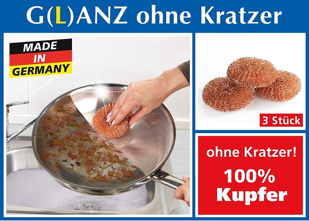 Kopparsvampar för rengöring, 3 st, Små, KUPFER-PUTZLINGE, Ø 6 cm, Koppar i gruppen Förvaring / Städförvaring och sopsortering / Städtrasor och borstar hos SmartaSaker.se (41466)