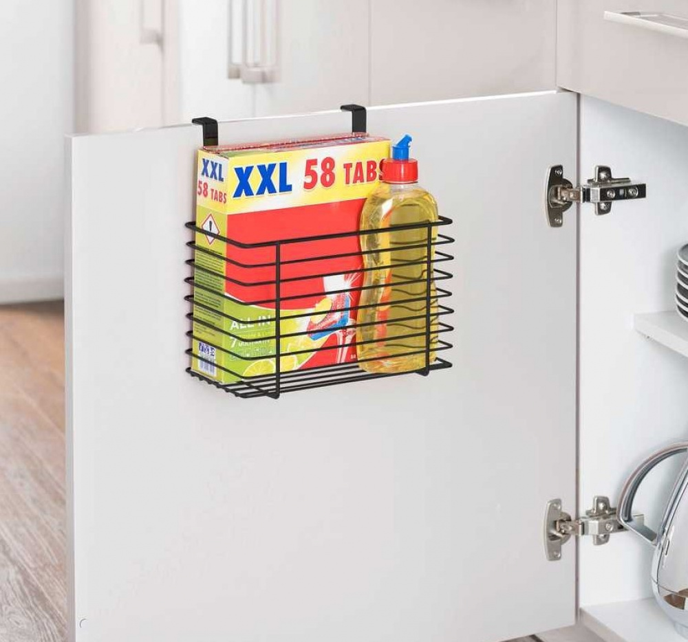 Korg i metall för skåpdörr, LARGE EINHÄNGEKORB, 24 x 15 x H24,5 cm, Svart i gruppen Förvaring / Köksförvaring / Organisera köksskåp hos SmartaSaker.se (41467)