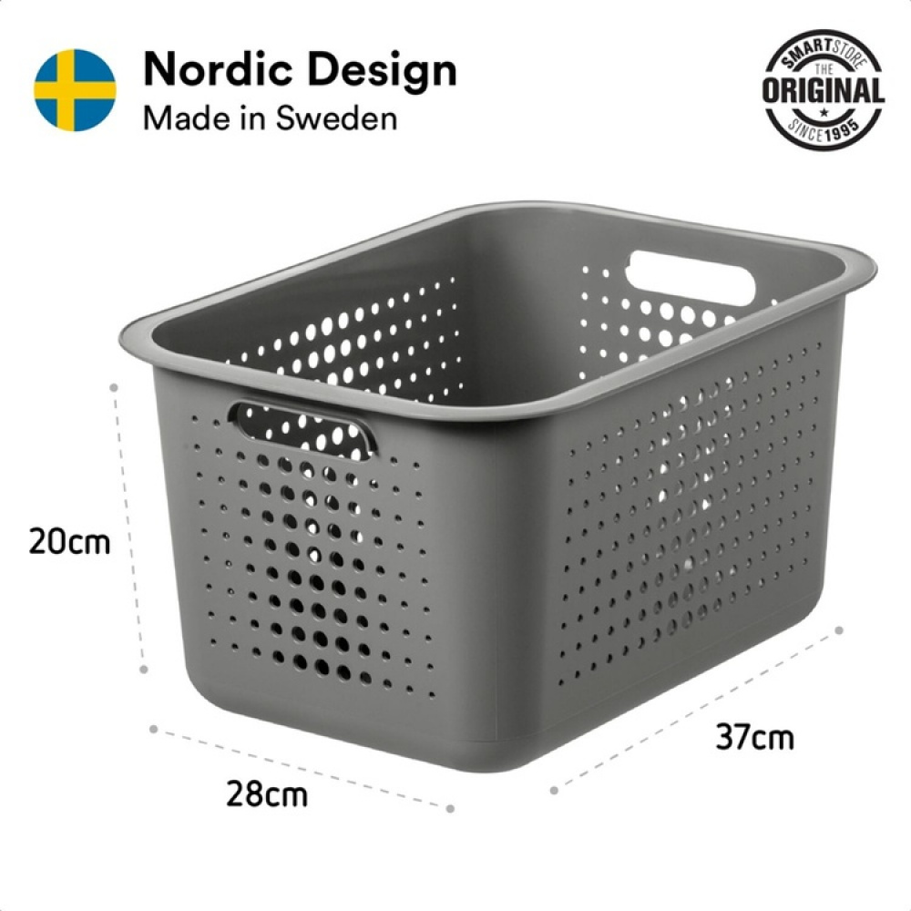Korg / Låda, SMARTSTORE 13L BASKET RECYCLED, 37 x 28 x H20 cm, Grå i gruppen Förvaring / Förvaringslådor / SmartStore förvaringslådor hos SmartaSaker.se (41468)