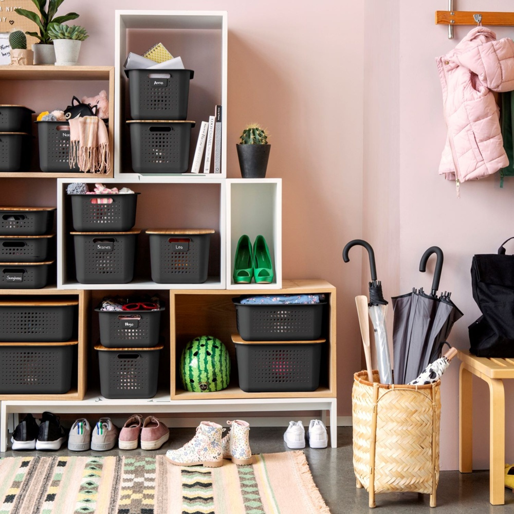 Korg / Låda, SMARTSTORE 13L BASKET RECYCLED, 37 x 28 x H20 cm, Grå i gruppen Förvaring / Förvaringslådor / SmartStore förvaringslådor hos SmartaSaker.se (41468)