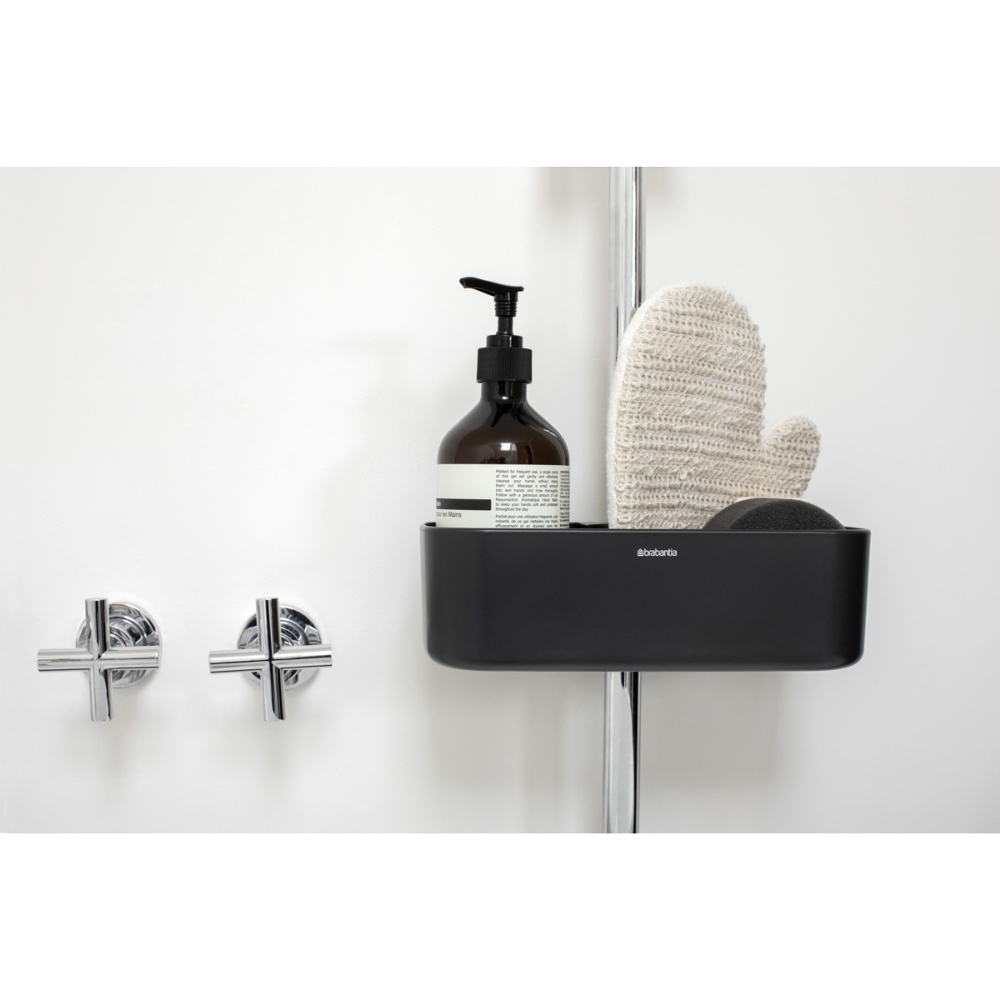 Korg för Duschstång, RENEW SHOWER CADDY, 24,4 x 13,3 x H 7,5 cm , Brabantia, Mörkgrå i gruppen Förvaring / Badrumsförvaring / Bad- och duschkorgar hos SmartaSaker.se (41471)
