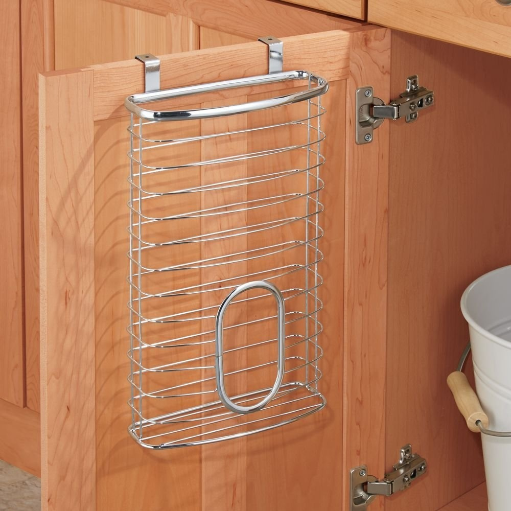 Korg för skåpdörr för plastpåsar, AXIS, 20,6 x 10 x H 37,6 cm, Silver i gruppen Förvaring / Köksförvaring / Organisera köksskåp / Under diskbänksförvaring hos SmartaSaker.se (41474)