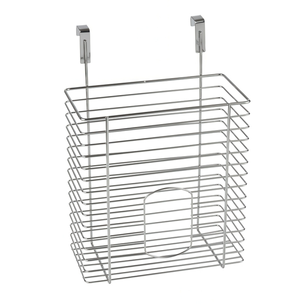 Korg för skåpdörr i metall, PLASTIC BAG ORGANIZER, 12 x 20 x H30 cm, Silver i gruppen Förvaring / Köksförvaring / Organisera köksskåp / Under diskbänksförvaring hos SmartaSaker.se (41475)