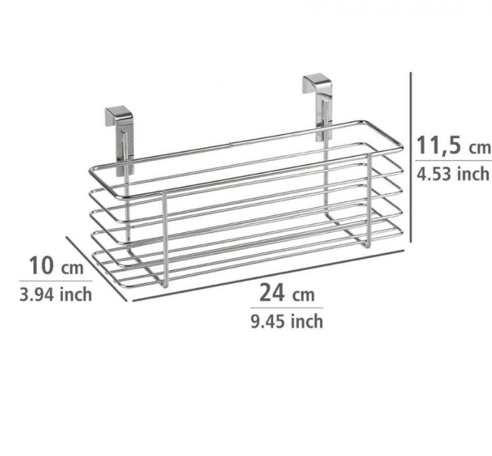 Korg i metall för skåpdörr, SLIM EINHÃ„NGEKORB, 24 x 10 x H 11,5 cm, Silver i gruppen Förvaring / Köksförvaring / Organisera köksskåp / Under diskbänksförvaring hos SmartaSaker.se (41482)