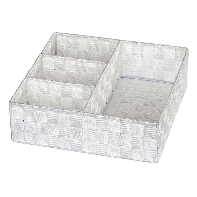 Korg med 4 fack, ADRIA, Large 32 x 32 x H 10 cm, Off white i gruppen Förvaring / Garderobsförvaring / Sorteringslådor hos SmartaSaker.se (41486)